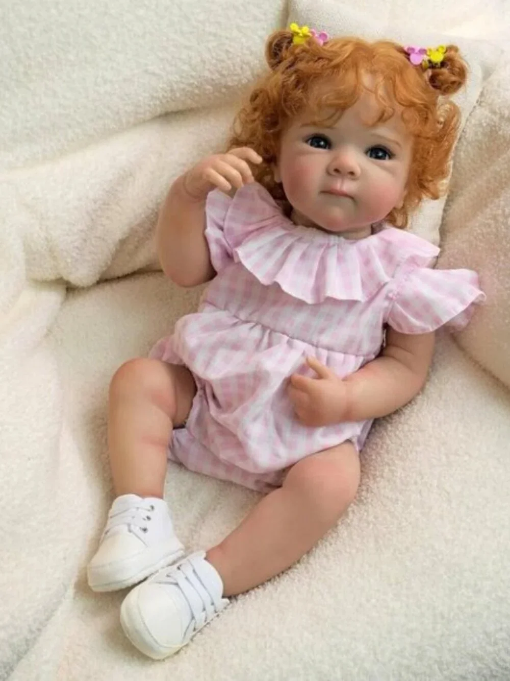 18 Inch Lifelike Red Hair Reborn Newborn Girl Doll Waterproof Veins